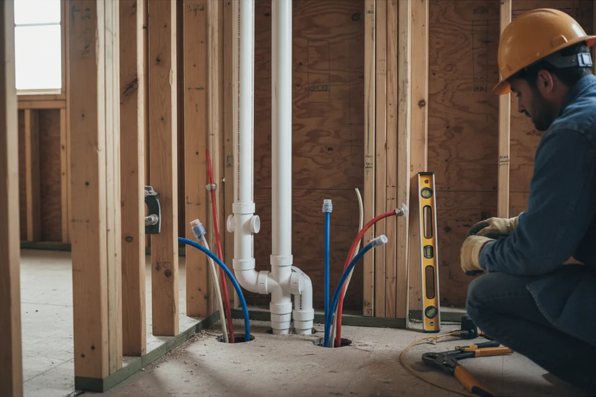 Drain and supply rough-in during Garbage Disposal Repair in Wrentham