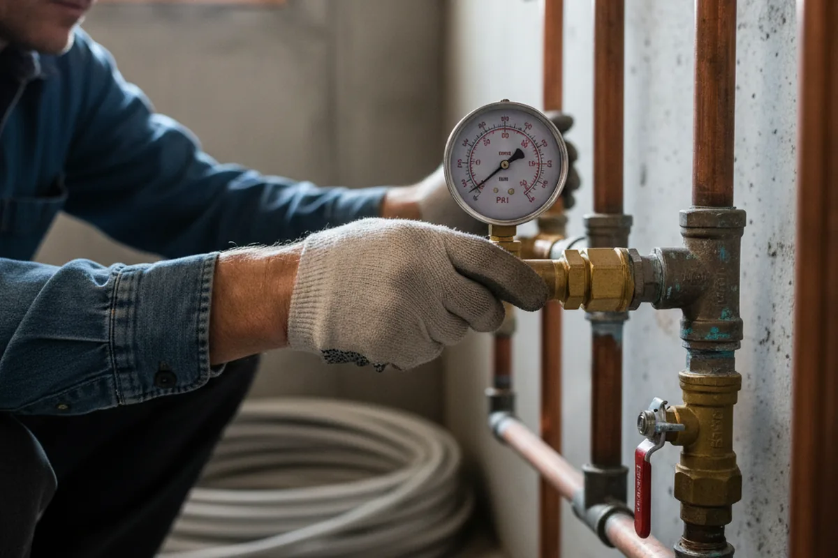 Pressure testing a repaired line during Water Line Repair in Wrentham